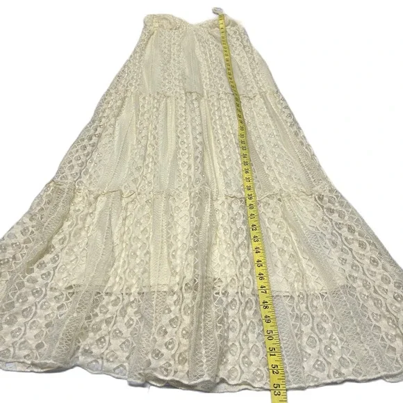 HeartSoul Women Lace Babydoll Maxi Dress Size L Tiered Ivory Summer Event NWT - Picture 7 of 8